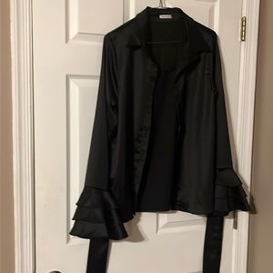 Beautiful black satan/nylon blouse